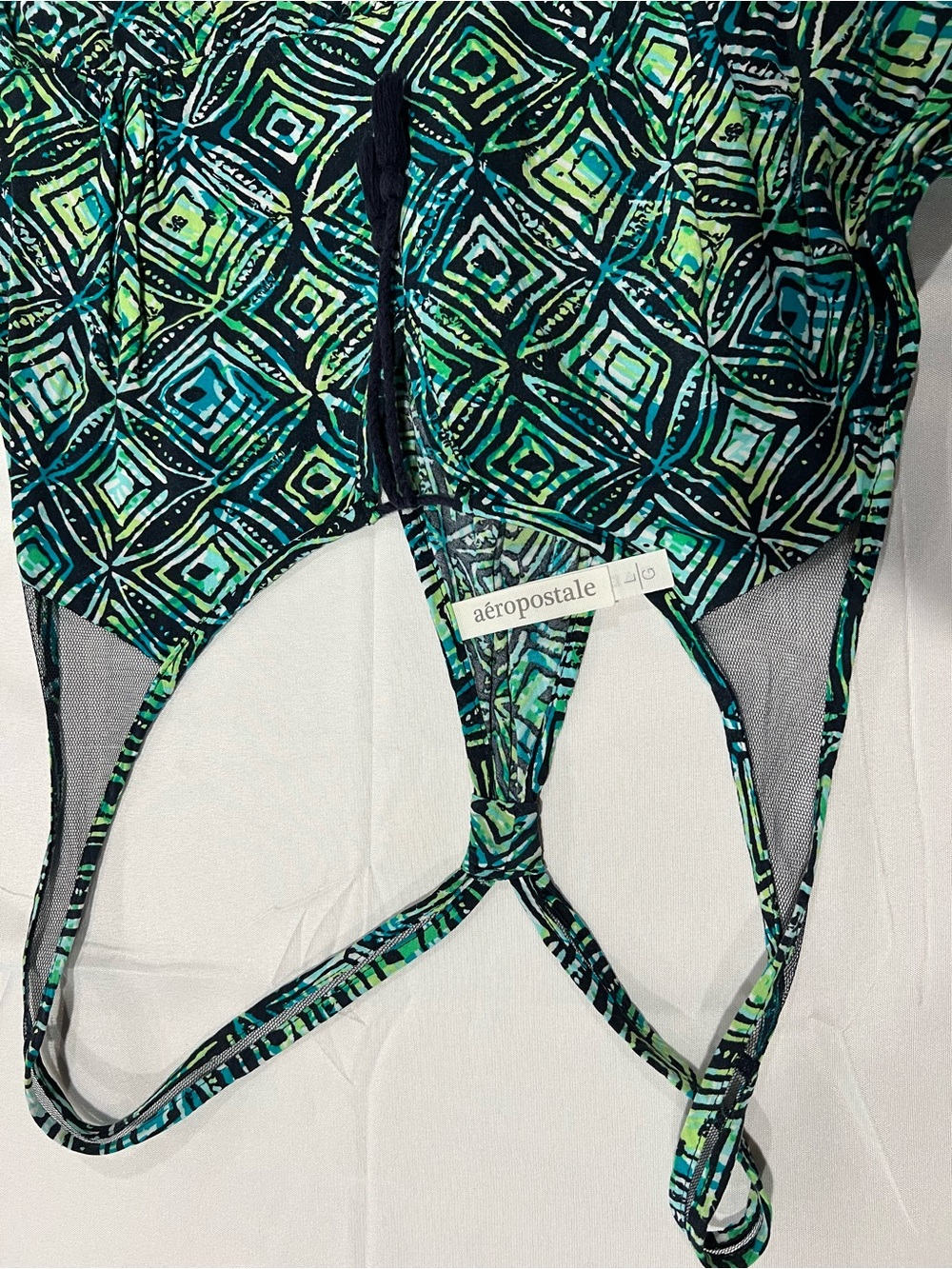 Aeropostale Green & Blue Geometric Tank Top